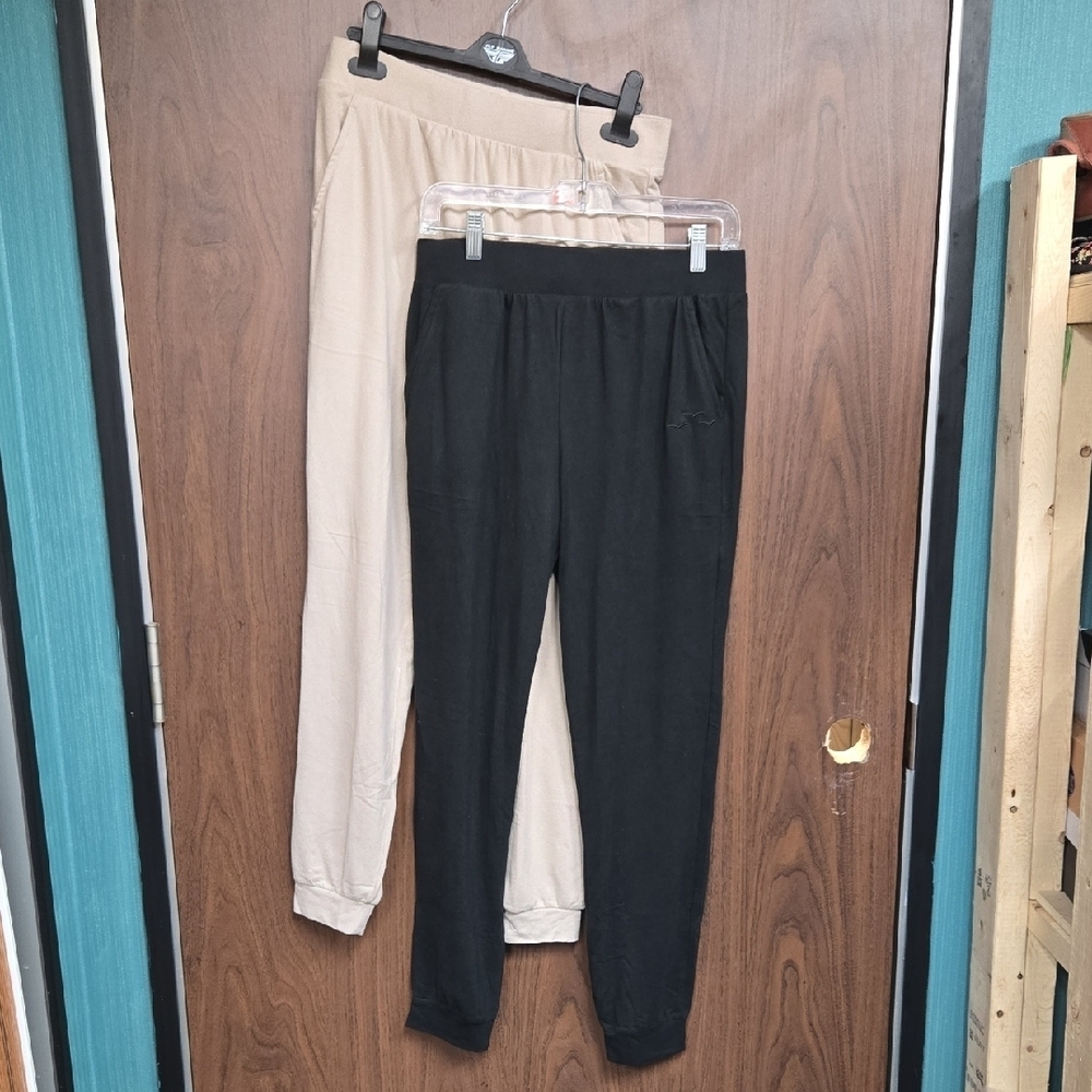 Lazypants Size S Black and Beige Knit Jogger Lounge Pants
